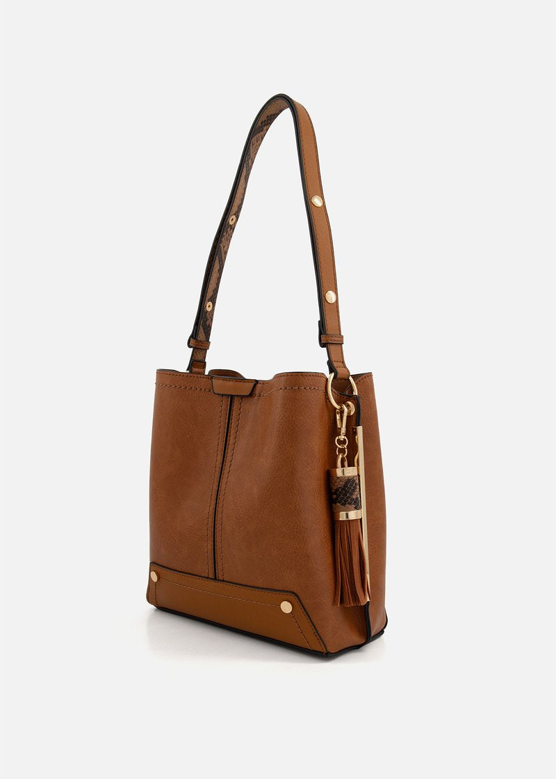 Tassel Structured Faux Leather Hobo Bag - Mrchlabel