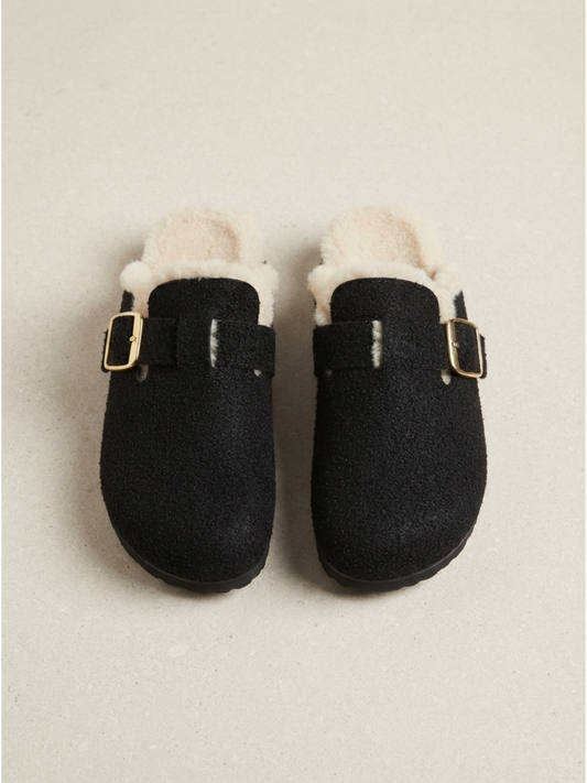 Cozy Shearling-Lined Mule Slippers