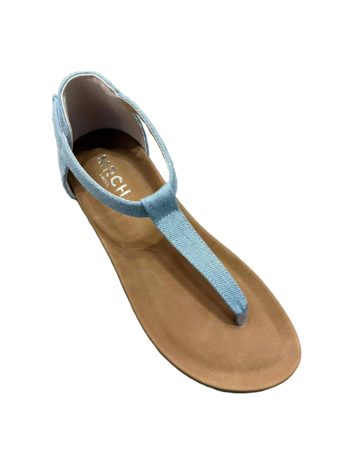 Duurzame spijkerstof bovenwerk van MRCHLABEL Freedom sandalen - ademend en vegan"