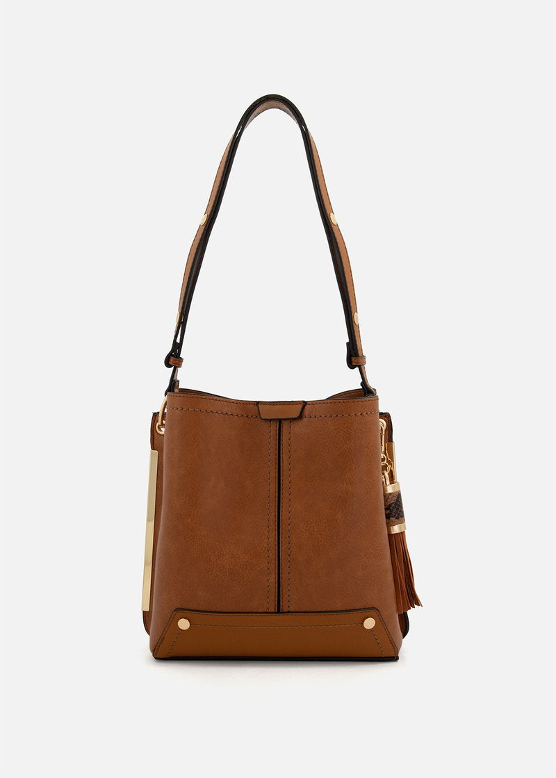 Tassel Structured Faux Leather Hobo Bag - Mrchlabel