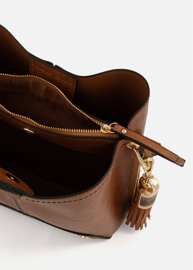 Tassel Structured Faux Leather Hobo Bag - Mrchlabel