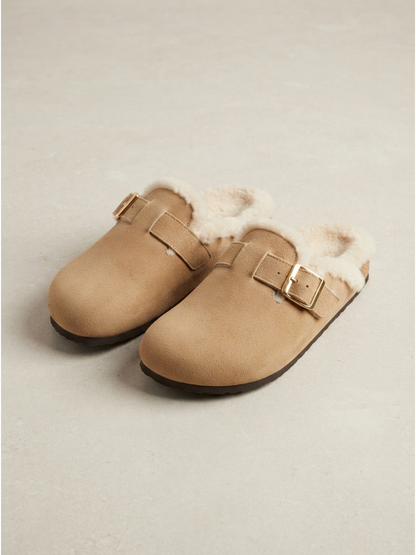 Cozy Shearling-Lined Mule Slippers
