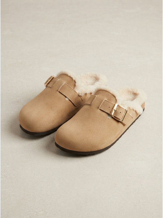 Cozy Shearling-Lined Mule Slippers