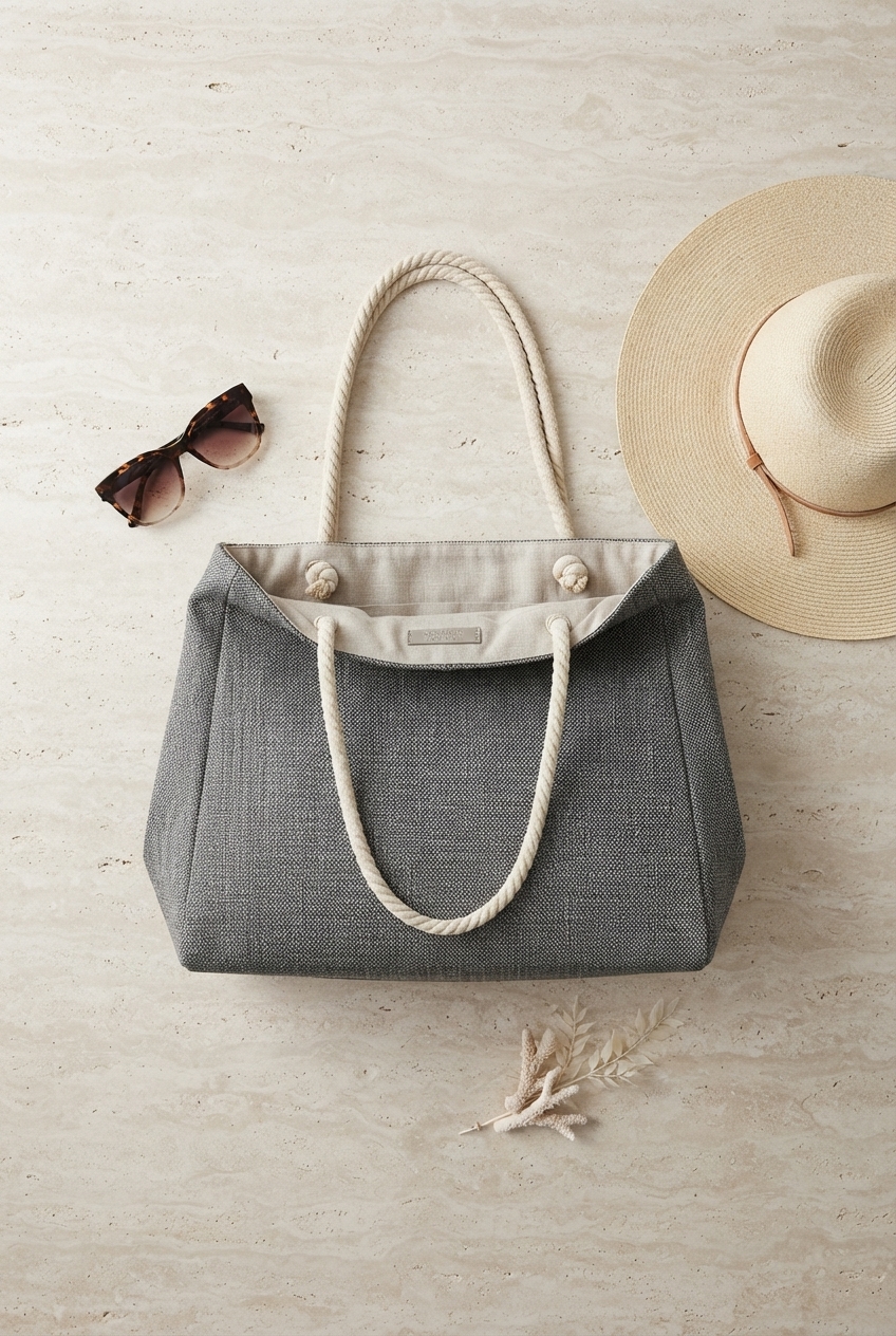 Linen Boho Beach Bag XXL