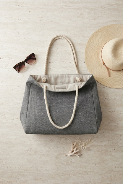 Linen Boho Beach Bag XXL